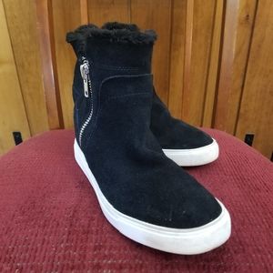 STEVEN BY STEVE MADDEN camela black zipper suede leather ankle boots booties